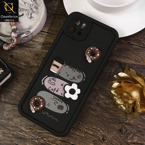 Oppo A16K Cover - Black - Design 2 - Cute 3D Donut Coffee Soft Silicon Case with Camera Protection