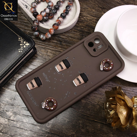 Oppo A16K Cover - Brown - D1 - Cute 3D Donut Coffee Soft Silicon Case with Camera Protection