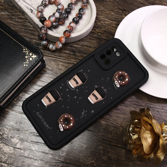 Samsung Galaxy A31 Cover - Black - Cute 3D Donut Coffee Soft Silicon Case with Camera Protection