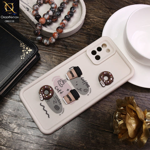 Samsung Galaxy A31 Cover - White - D2 - Cute 3D Donut Coffee Soft Silicon Case with Camera Protection