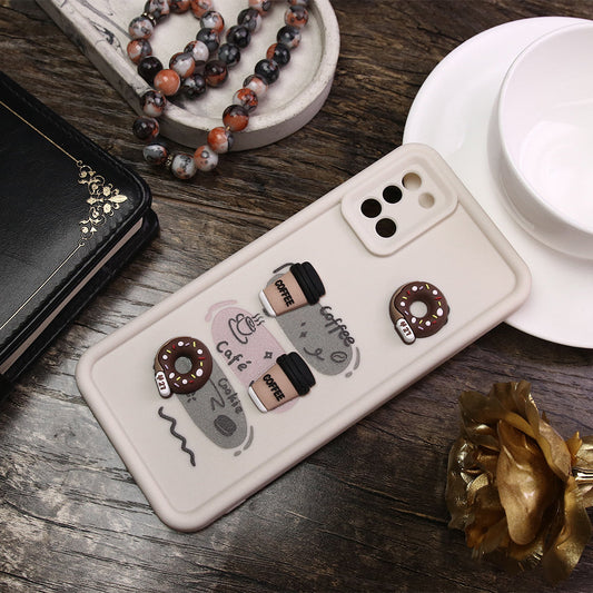 Samsung Galaxy A31 Cover - White - Cute 3D Donut Coffee Soft Silicon Case with Camera Protection