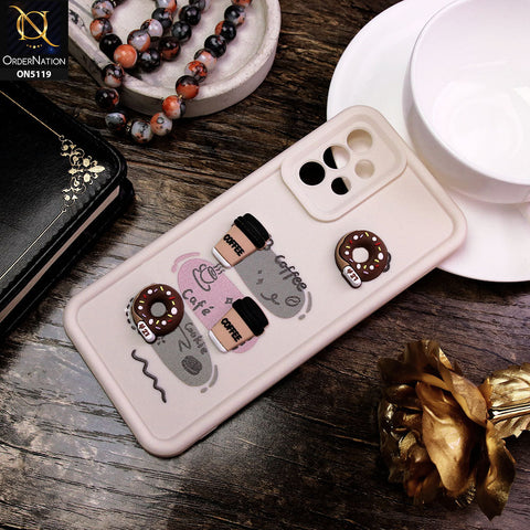 Samsung Galaxy A32 Cover - White - D2 - Cute 3D Donut Coffee Soft Silicon Case with Camera Protection