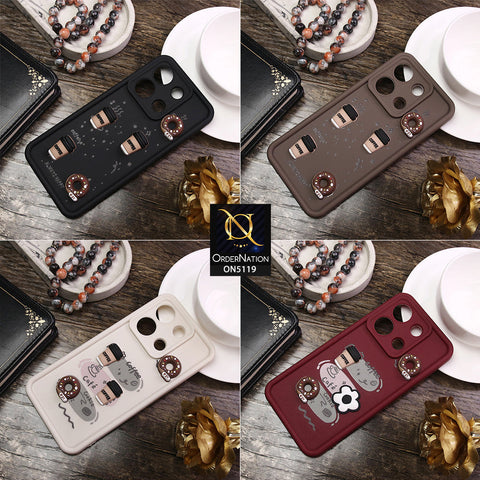 Vivo Y51 (2020 September) Cover - Maroon - D1 - Cute 3D Donut Coffee Soft Silicon Case with Camera Protection