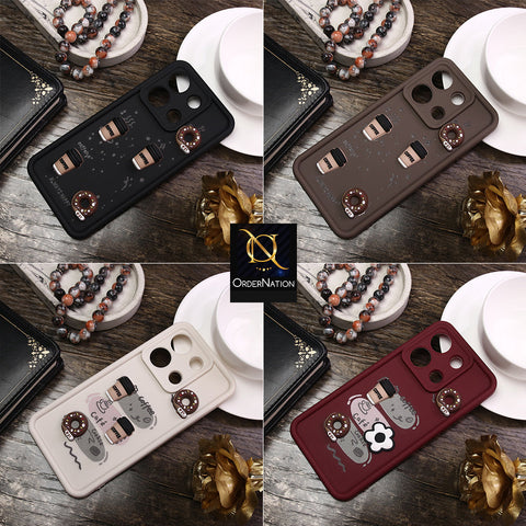 Samsung Galaxy A31 Cover - White - D2 - Cute 3D Donut Coffee Soft Silicon Case with Camera Protection