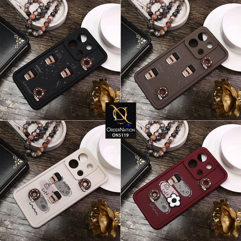 Vivo Y03 Cover - Brown - D1 - Cute 3D Donut Coffee Soft Silicon Case with Camera Protection