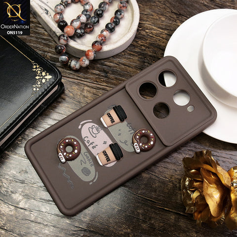 Infinix Note 40 Pro Cover - Brown - D2 - Cute 3D Donut Coffee Soft Silicon Case with Camera Protection