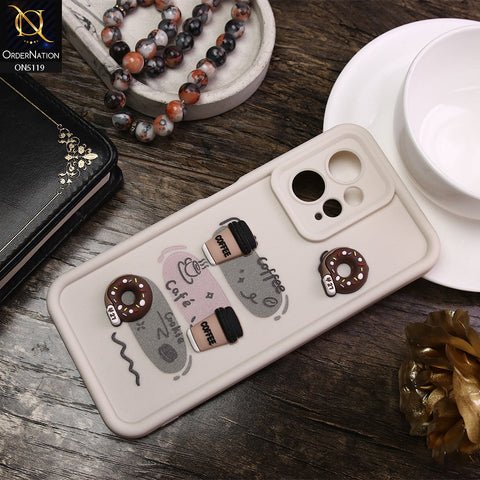 Xiaomi Redmi Note 12 Cover - White - D2 - Cute 3D Donut Coffee Soft Silicon Case with Camera Protection