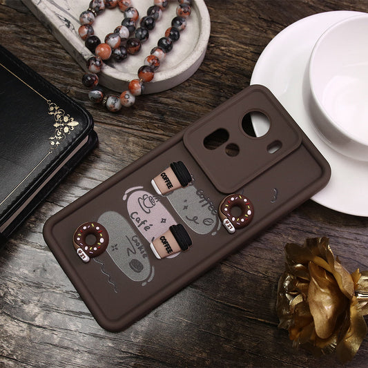 Oppo Reno 11 5G Cover - Brown - Cute 3D Donat Coffee Soft Silicon Case with Camera Protection