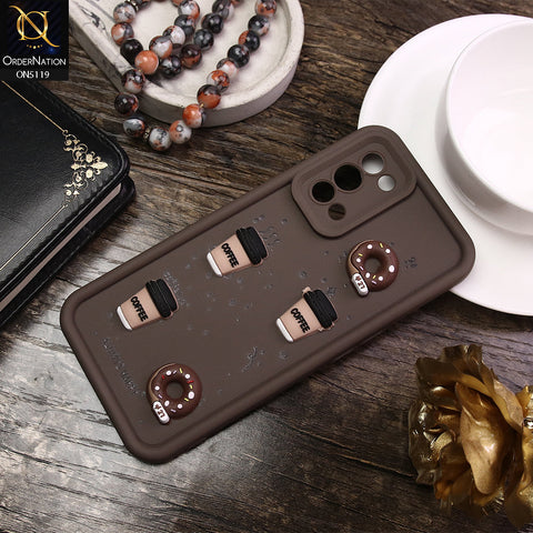 Oppo Reno 5 5G Cover - Brown - D1 - Cute 3D Donut Coffee Soft Silicon Case with Camera Protection