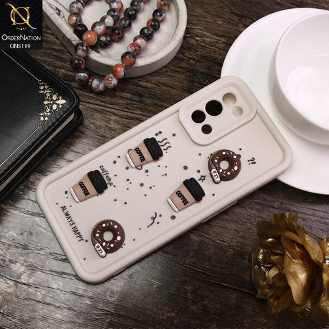 Oppo Find X3 Lite Cover - White - D1 - Cute 3D Donut Coffee Soft Silicon Case with Camera Protection
