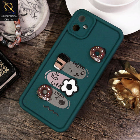 Samsung Galaxy A05 Cover - Green - Design 2 - Cute 3D Donut Coffee Soft Silicon Case with Camera Protection
