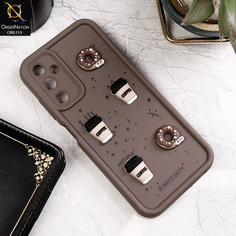 Samsung Galaxy A05s Cover - Brown - Design1 - Cute 3D Donut Coffee Soft Silicon Case with Camera Protection
