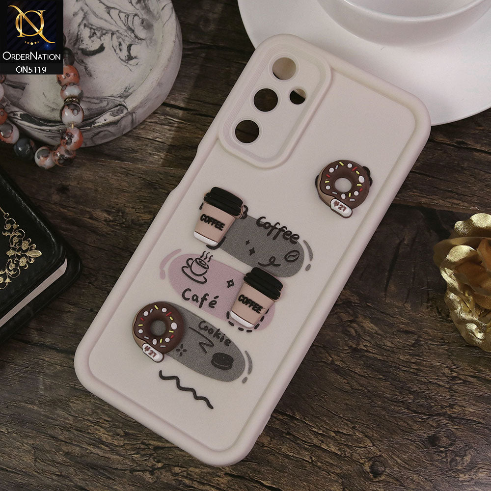 Samsung Galaxy A05s Cover - White - Design 2 - Cute 3D Donut Coffee Soft Silicon Case with Camera Protection