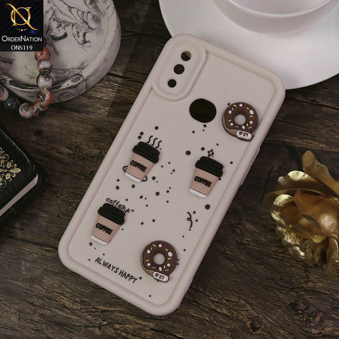 Samsung Galaxy A10s Cover - White - Design 1 - Cute 3D Donut Coffee Soft Silicon Case with Camera Protection