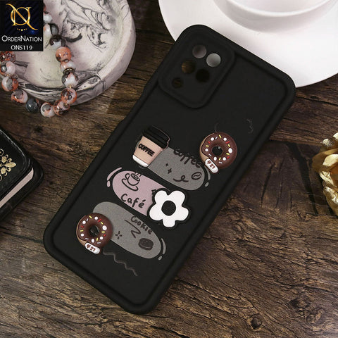 Samsung Galaxy A12 Cover - Black - Design 2 - Cute 3D Donut Coffee Soft Silicon Case with Camera Protection