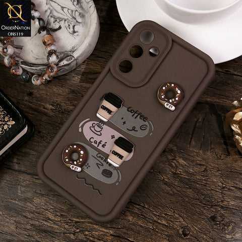 Samsung Galaxy A25 5G Cover - Brown - Design 2 - Cute 3D Donut Coffee Soft Silicon Case with Camera Protection