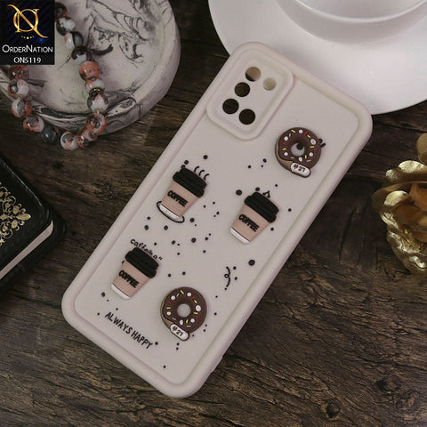 Samsung Galaxy A31 Cover - White - Design 1 - Cute 3D Donut Coffee Soft Silicon Case with Camera Protection