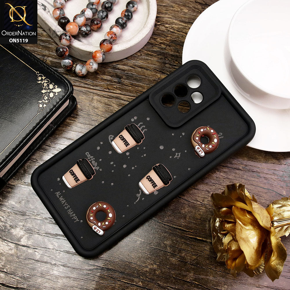 Samsung Galaxy A52s 5G Cover - Black - D1 - Cute 3D Donut Coffee Soft Silicon Case with Camera Protection
