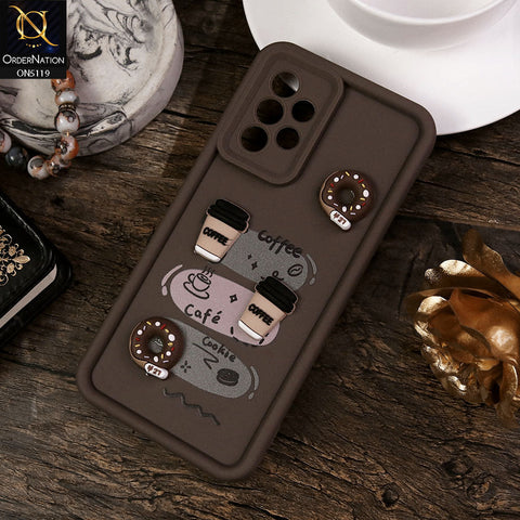 Samsung Galaxy A52 Cover - Brown - Design 2 - Cute 3D Donut Coffee Soft Silicon Case with Camera Protection