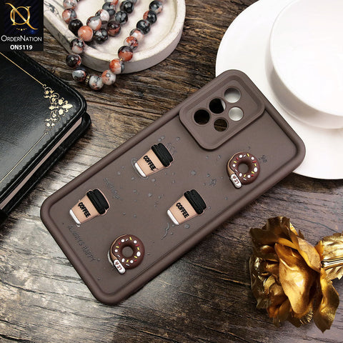Samsung Galaxy A52s 5G Cover - Brown - D1 - Cute 3D Donut Coffee Soft Silicon Case with Camera Protection