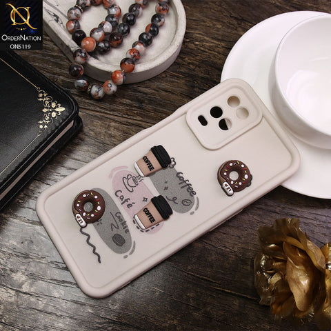 Oppo A54 4G Cover - White - D2 - Cute 3D Donut Coffee Soft Silicon Case with Camera Protection