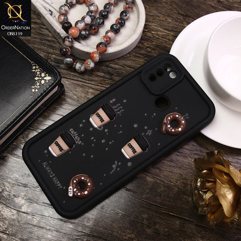 Infinix Smart 5 Cover - Black - D1 - Cute 3D Donut Coffee Soft Silicon Case with Camera Protection