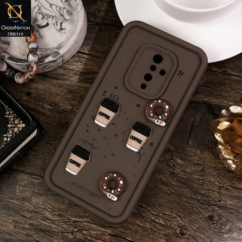 Vivo Y51 (2020 September) Cover - Brown - Design 1 - Cute 3D Donut Coffee Soft Silicon Case with Camera Protection