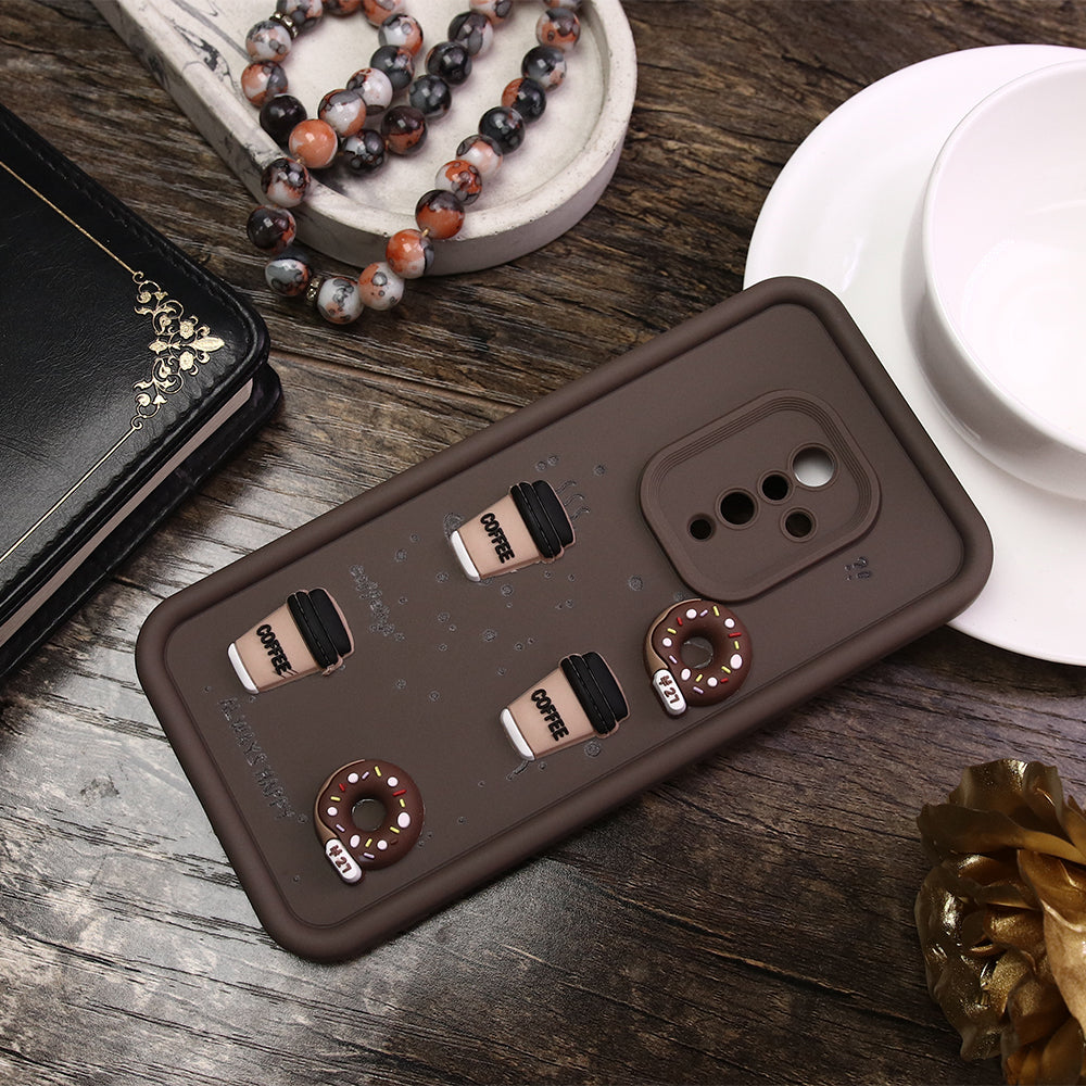 Vivo S1 Pro Cover - Brown - D1 - Cute 3D Donut Coffee Soft Silicon Case with Camera Protection