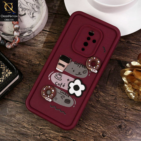 Vivo Y51 (2020 September) Cover - Maroon - Design 2 - Cute 3D Donut Coffee Soft Silicon Case with Camera Protection