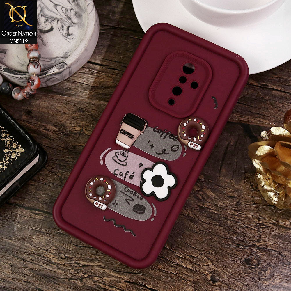 Vivo S1 Pro Cover - Maroon - Design 2 - Cute 3D Donut Coffee Soft Silicon Case with Camera Protection