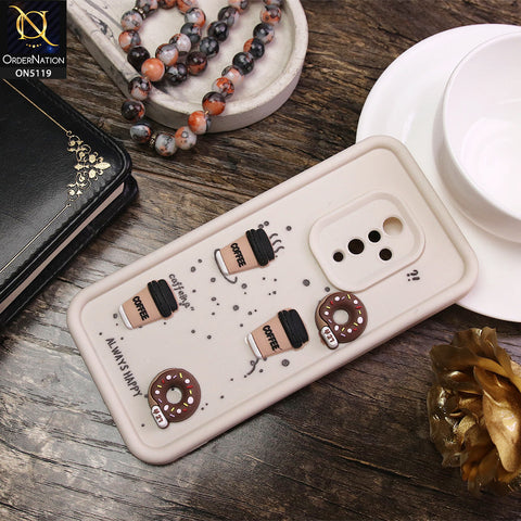 Vivo Y51 (2020 September) Cover - White - D1 - Cute 3D Donut Coffee Soft Silicon Case with Camera Protection