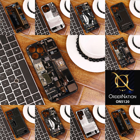 iPhone 15 Pro Max Cover - Design3 - Circuit Board Glass Case Series Soft Boards Anti-Fall With Camera Lens Protector