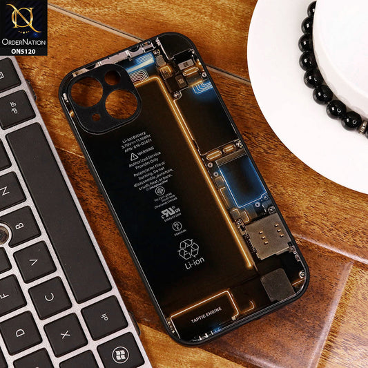 iPhone 15 Cover - Design1 - Circuit Board Glass Case Series Soft Boards Anti-Fall With Camera Lens Protector