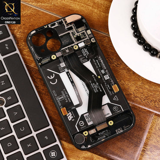iPhone 15 Cover - Design3 - Circuit Board Glass Case Series Soft Boards Anti-Fall With Camera Lens Protector