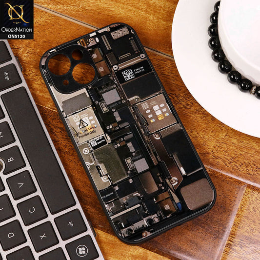 iPhone 15 Cover - Design5 - Circuit Board Glass Case Series Soft Boards Anti-Fall With Camera Lens Protector