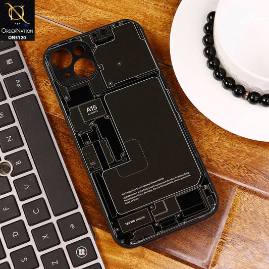 iPhone 15 Plus Cover - Design4 - Circuit Board Glass Case Series Soft Boards Anti-Fall With Camera Lens Protector