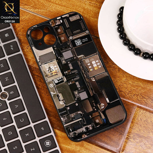 iPhone 15 Plus Cover - Design5 - Circuit Board Glass Case Series Soft Boards Anti-Fall With Camera Lens Protector