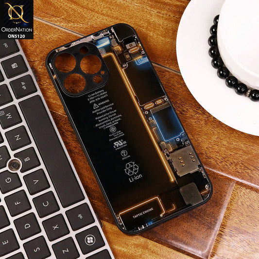 iPhone 15 Pro Max Cover - Design1 - Circuit Board Glass Case Series Soft Boards Anti-Fall With Camera Lens Protector