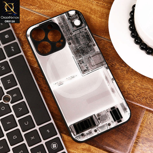 iPhone 15 Pro Max Cover - Design2 - Circuit Board Glass Case Series Soft Boards Anti-Fall With Camera Lens Protector