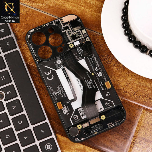 iPhone 15 Pro Cover - Design3 - Circuit Board Glass Case Series Soft Boards Anti-Fall With Camera Lens Protector