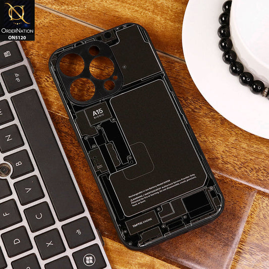 iPhone 15 Pro Cover - Design4 - Circuit Board Glass Case Series Soft Boards Anti-Fall With Camera Lens Protector