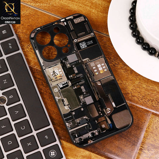 iPhone 15 Pro Cover - Design5 - Circuit Board Glass Case Series Soft Boards Anti-Fall With Camera Lens Protector