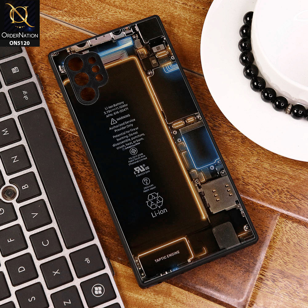 Samsung Galaxy Note 10 Plus Cover - Design1 - Circuit Board Glass Case Series Soft Boards Anti-Fall With Camera Lens Protector