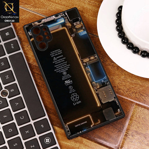 Samsung Galaxy Note 10 Plus Cover - Design1 - Circuit Board Glass Case Series Soft Boards Anti-Fall With Camera Lens Protector