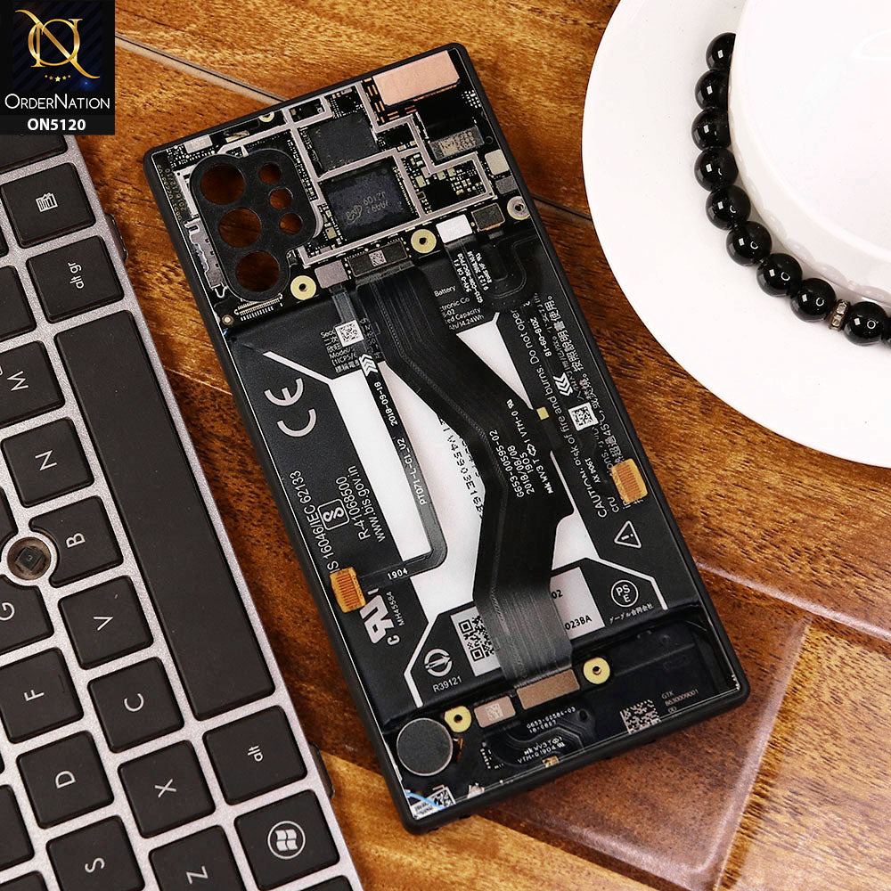 Samsung Galaxy Note 10 Plus Cover - Design3 - Circuit Board Glass Case Series Soft Boards Anti-Fall With Camera Lens Protector