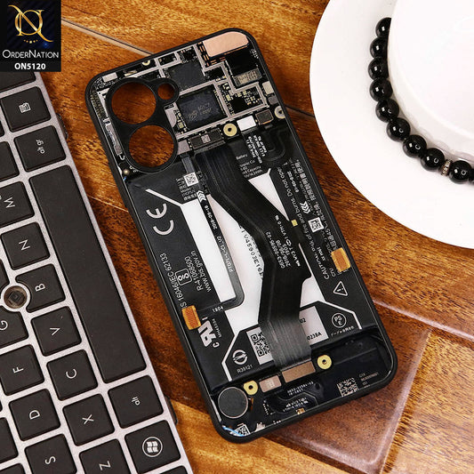 Realme C33 Cover - Design3 - Circuit Board Glass Case Series Soft Boards Anti-Fall With Camera Lens Protector