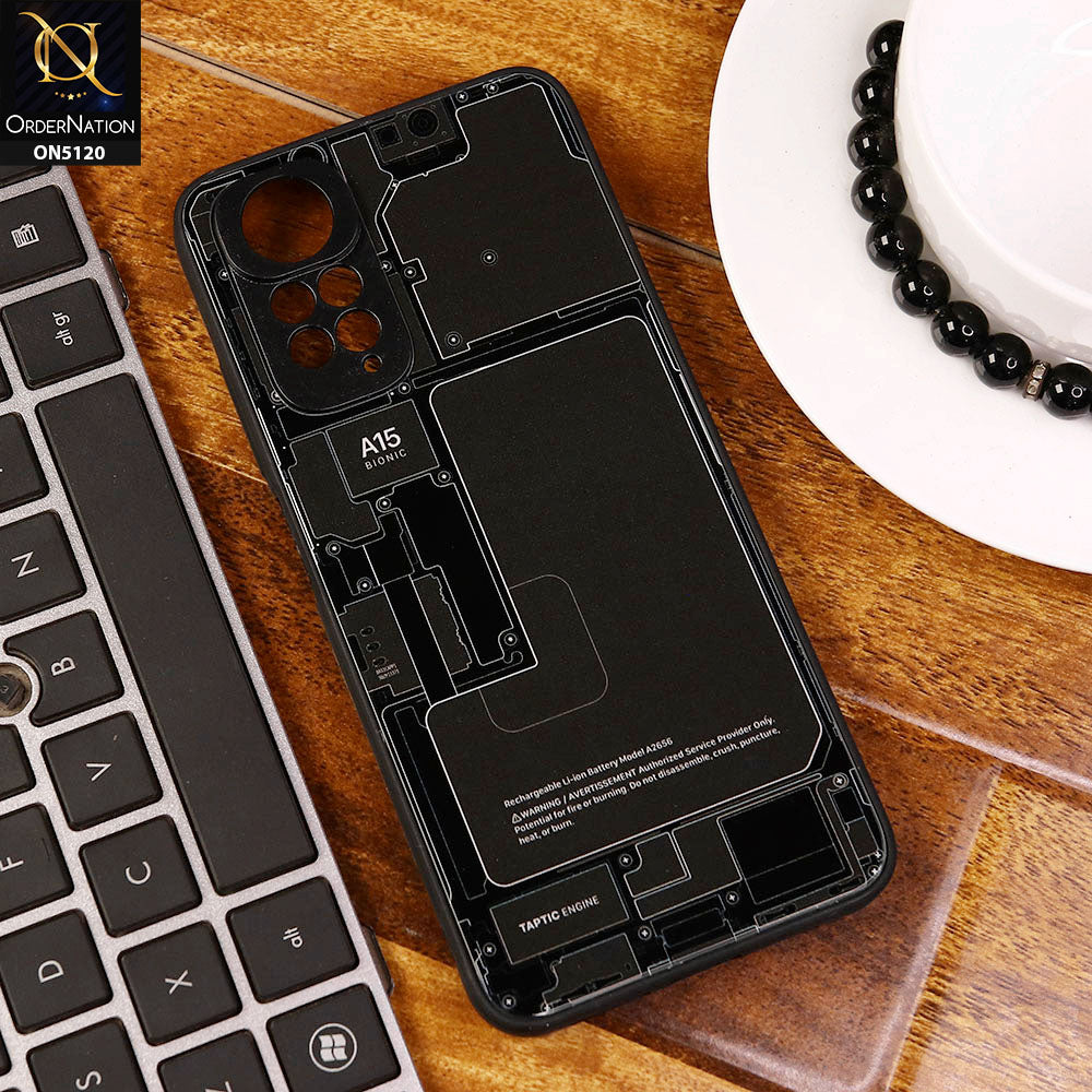 Xiaomi Redmi Note 11 Cover - Design4 - Circuit Board Glass Case Series Soft Boards Anti-Fall With Camera Lens Protector
