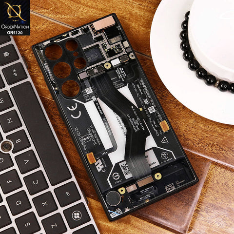 Samsung Galaxy S23 Ultra 5G Cover - Design3 - Circuit Board Glass Case Series Soft Boards Anti-Fall With Camera Lens Protector