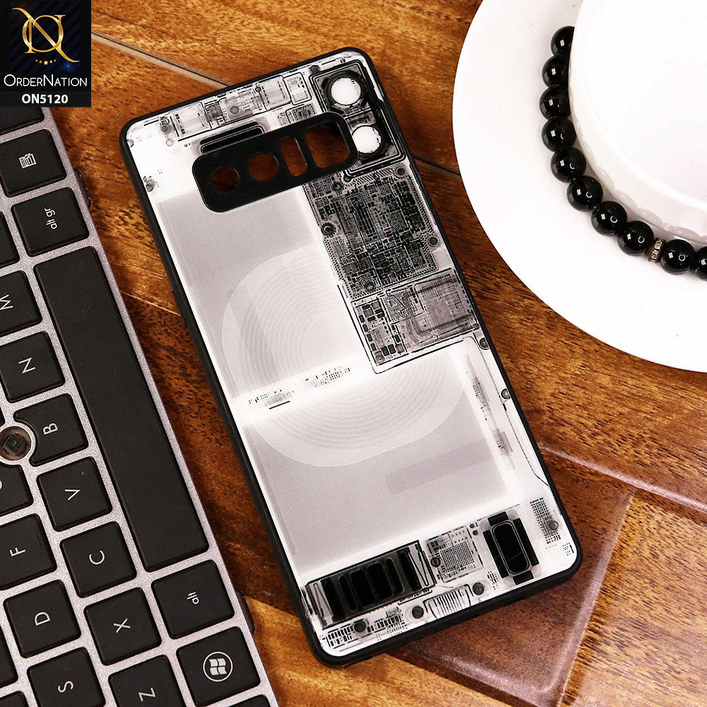 Samsung Galaxy Note 8 Cover - Design2 - Circuit Board Glass Case Series Soft Boards Anti-Fall With Camera Lens Protector