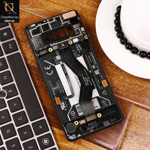 Samsung Galaxy Note 8 Cover - Design3 - Circuit Board Glass Case Series Soft Boards Anti-Fall With Camera Lens Protector
